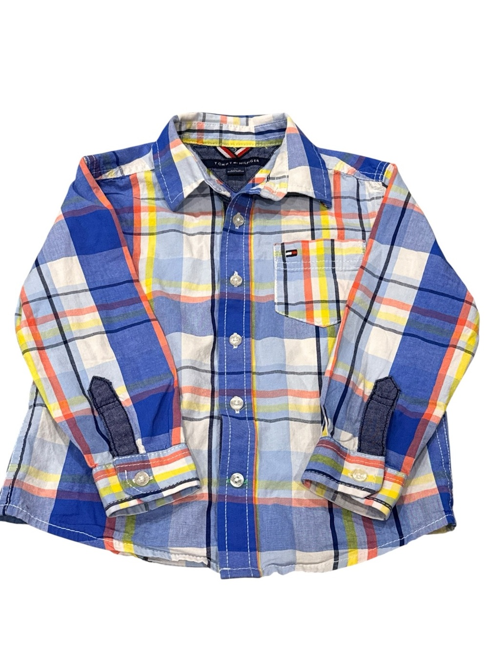 Tommy Hilfiger Toddler Boys Plaid Button Down Shirt Cotton Logo Size 3T